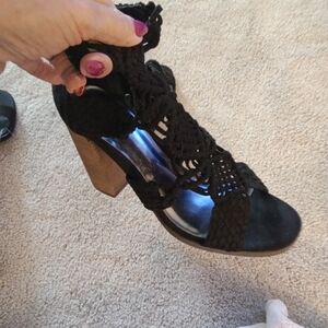 Black Braided Women's Heels